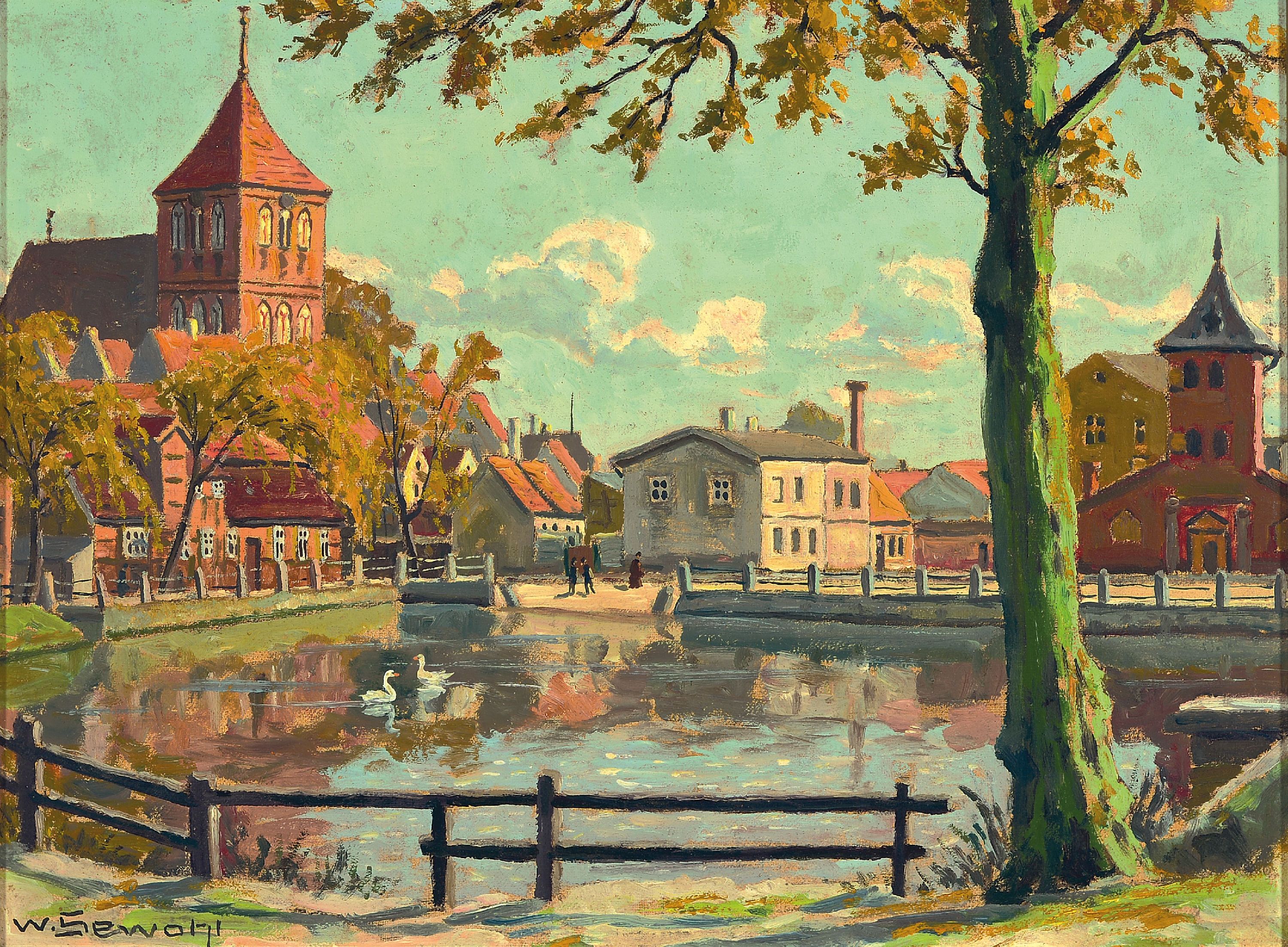 Image 27064530 - Waldemar Sewohl, 1887 Rostock-1967 Berlin, Ansicht aus Teterow Mecklenburg mit Peter und ...
