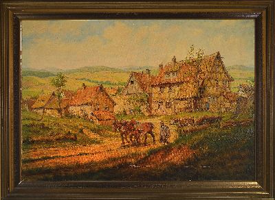 27064897k - Karl Luckhardt, 1886-1970 Frankfurt am Main, Blick auf ein Dorf mit Fachwerkhäusern, ...