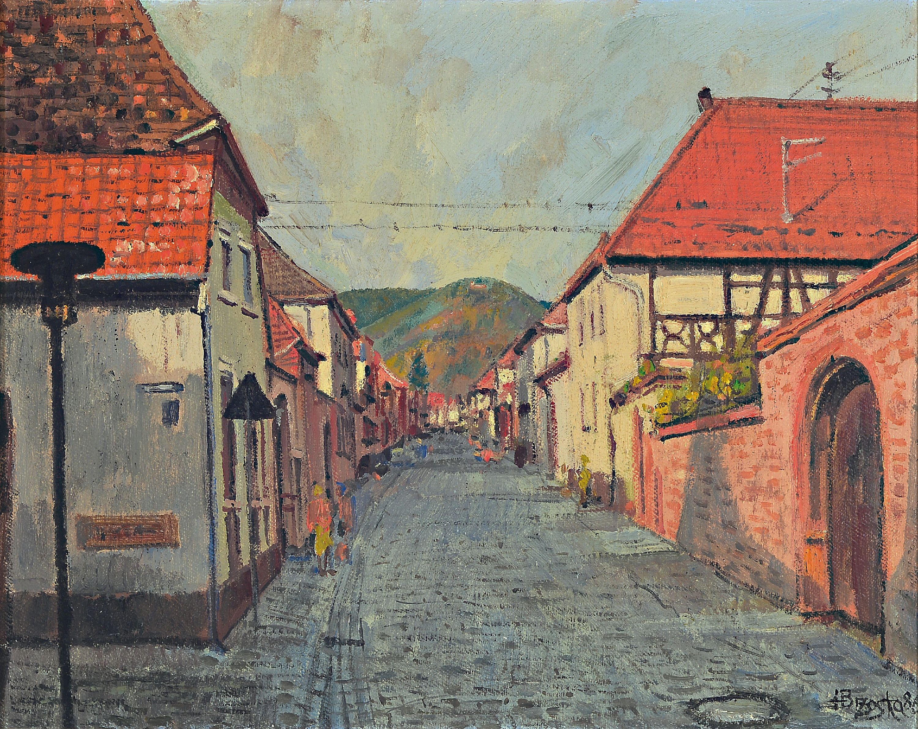 Image 27064900 - Heinz Brzoska, 1942-2015, Blick in eine pfälzer Dorfstraße, Öl/Lwd, rechts unten ...