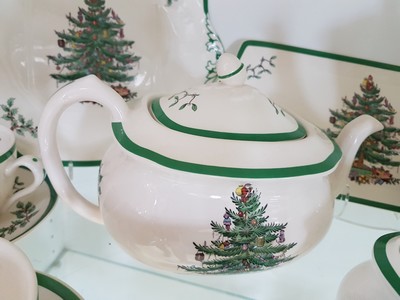 27064908e - Kaffee- und Teeservice ´Christmas Tree´, Spode England, 6 Teetassen mit UT, 2 ...