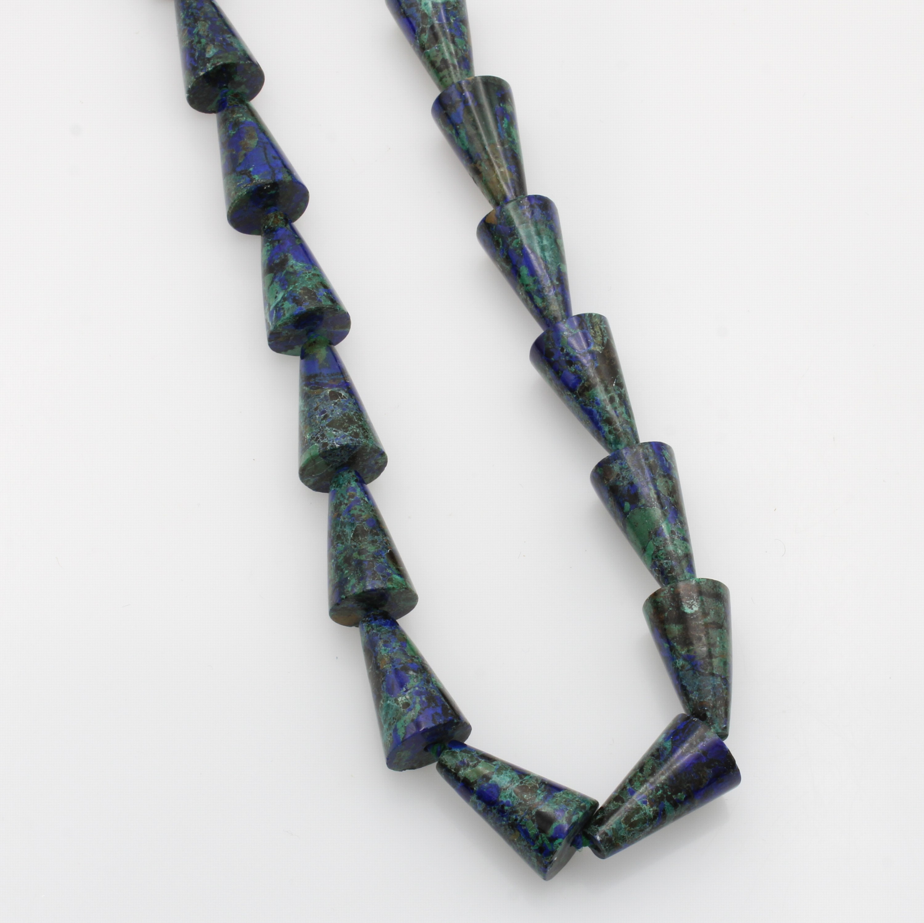 Image 27065124 - Azurit-Malachitkette, verg. Karabinerschl., kegelförm. Azurit-Malachite, L. ca. 44 cm ...