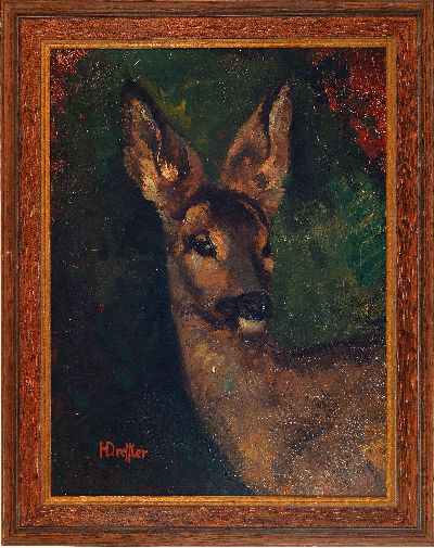 27065245k - Hans Dressler, 1869-1943 Breslau, en face-Bildnis eines Rehs, gute Wiedergabe der ...