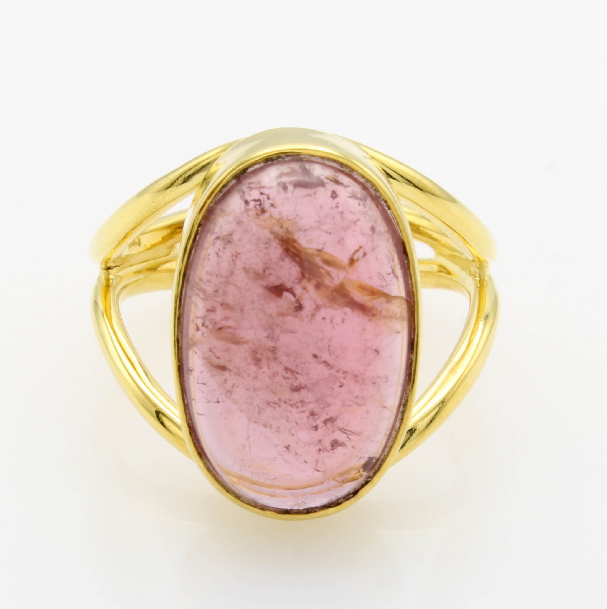 Image 27065401 - Ring mit Turmalin, GG 585/000, ovaler, rosa Turmalincabochon ca. 8.3 ct, 2-rhg. Schiene, ...