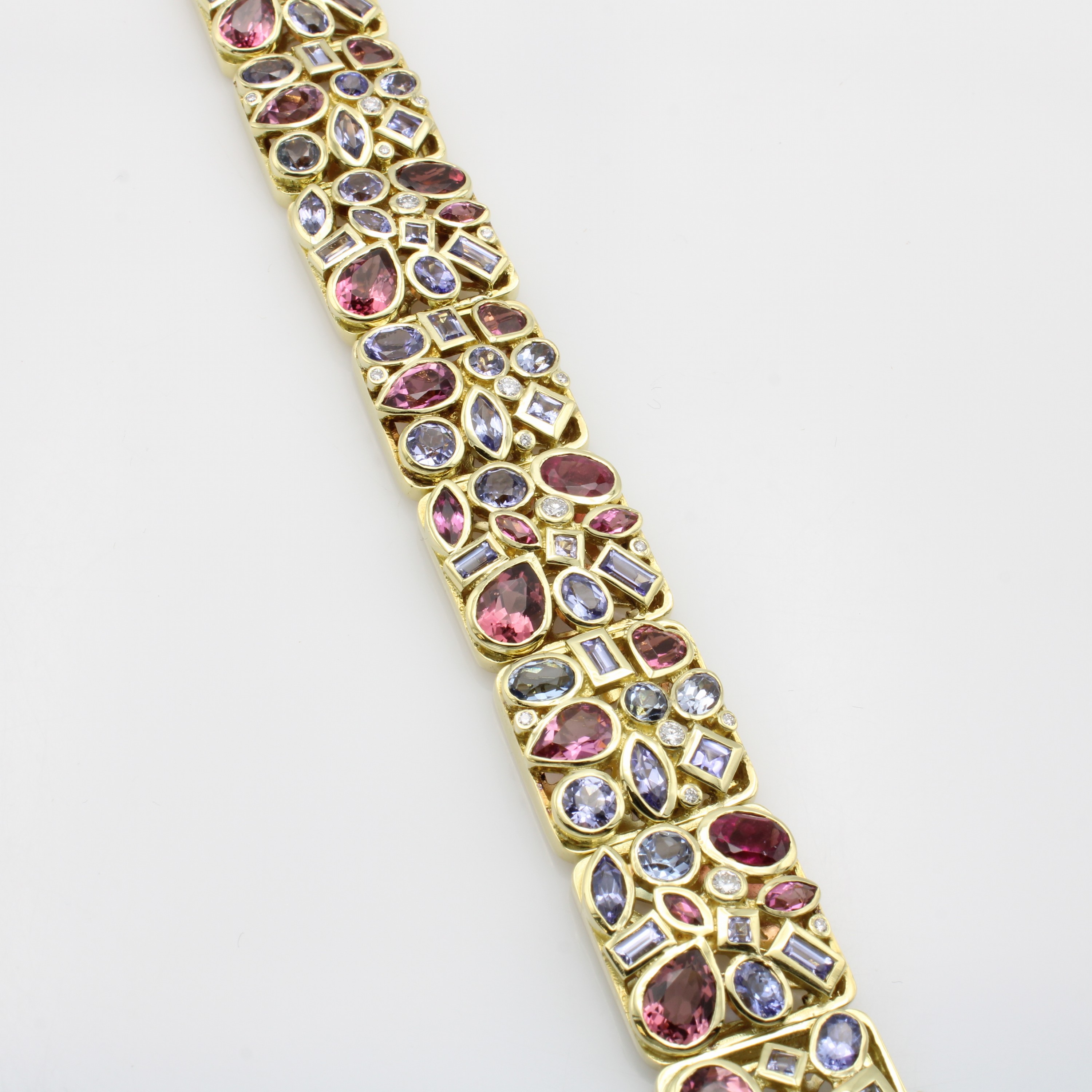 Image 27065461 - Armband mit Turmalinen, Tansaniten und Brillanten, GG 585/000, Farbsteine in versch. ...