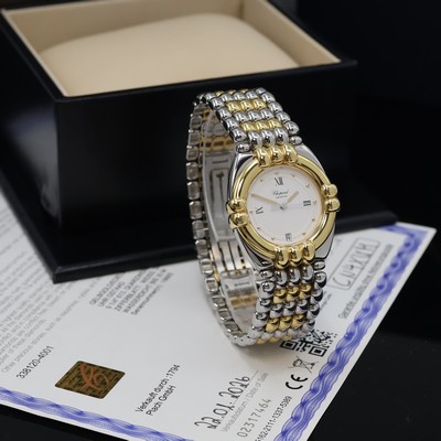 27066165c - CHOPARD GSTAAD nahezu neuwertige Damenarmbanduhr in Stahl/Gold Referenz 33/8120, ...