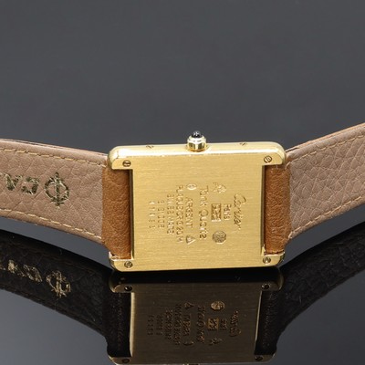 27066193c - CARTIER Tank wristwatch reference 6 81006, quartz, gold-plated silver case, case back ...