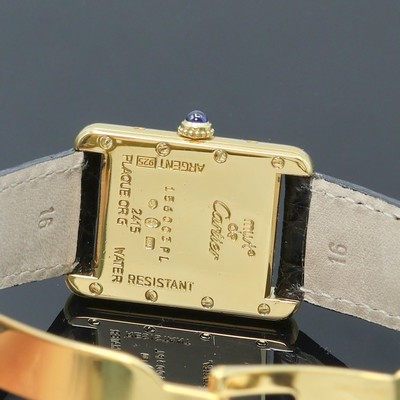 27066231d - CARTIER Tank Armbanduhr Referenz 2415, quarz, verg. Silbergeh. inkl. orig. Lederband m. ...