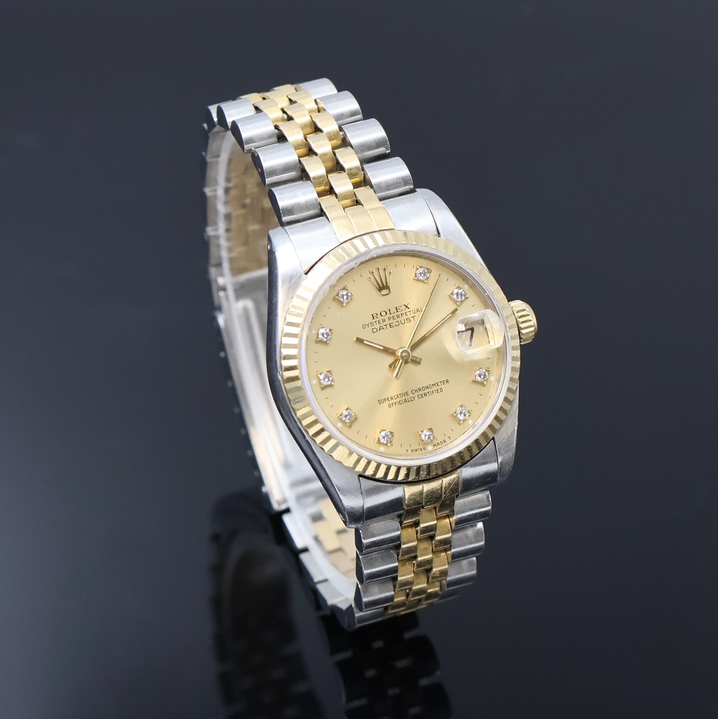 Detail b: ROLEX Datejust Medium-Armbanduhr Referenz 68273 in Stahl/Gold, Schweiz um 1988, Automatik, Oystergeh. m. Riffel-Lünette, Boden u. Krone verschr., ...