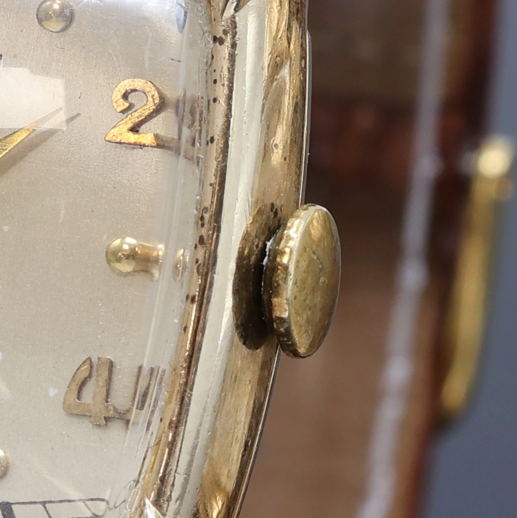 Detail e: Konvolut: 3 Goldfilled Armbanduhren Bulova, Laco und Hamilton, Schweiz/USA/Deutschland 1940er Jahre, alle Handaufzug, 2-teil. Gehäuse ber./dell., ...