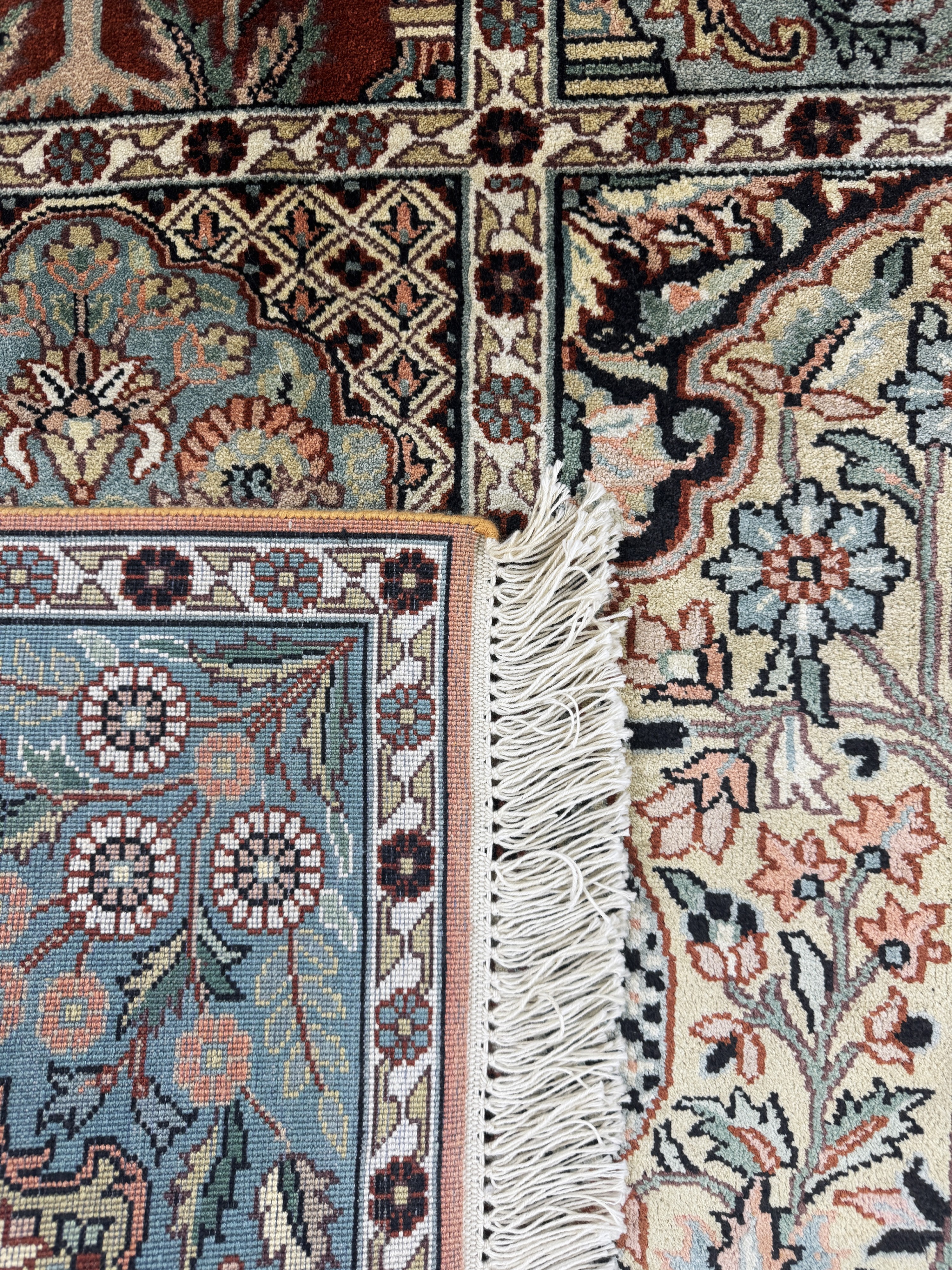 Detail f: Kaschmir Seide, Indien, Ende 20.Jhd, merzerisierte Baumwolle, ca. 190 x 190 cm, EHZ: 1-2