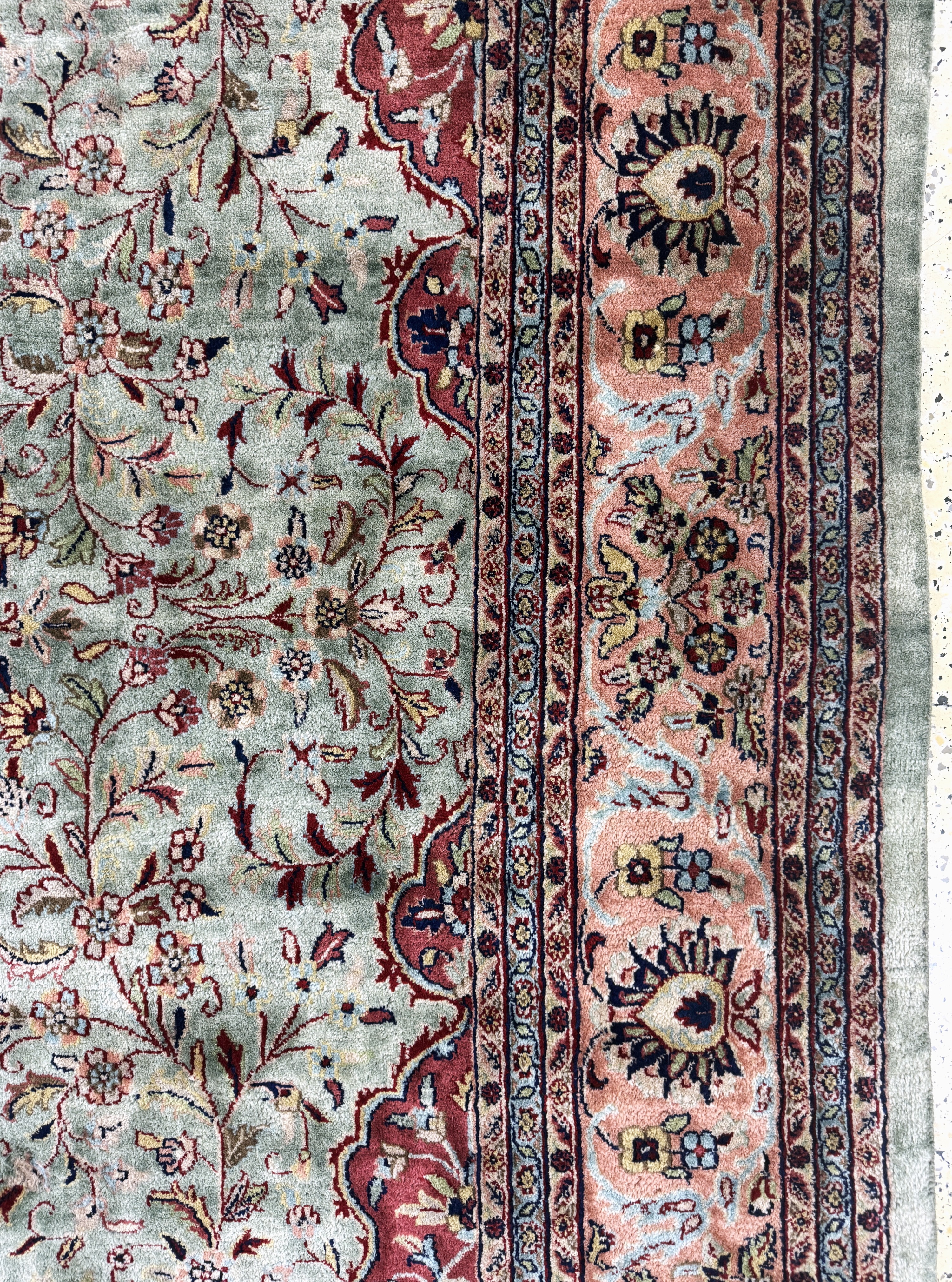 Detail e: Sarogh fein, Indien, Mitte 20.Jhd, Korkwolle auf Baumwolle, ca. 297 x 245 cm, EHZ: 2