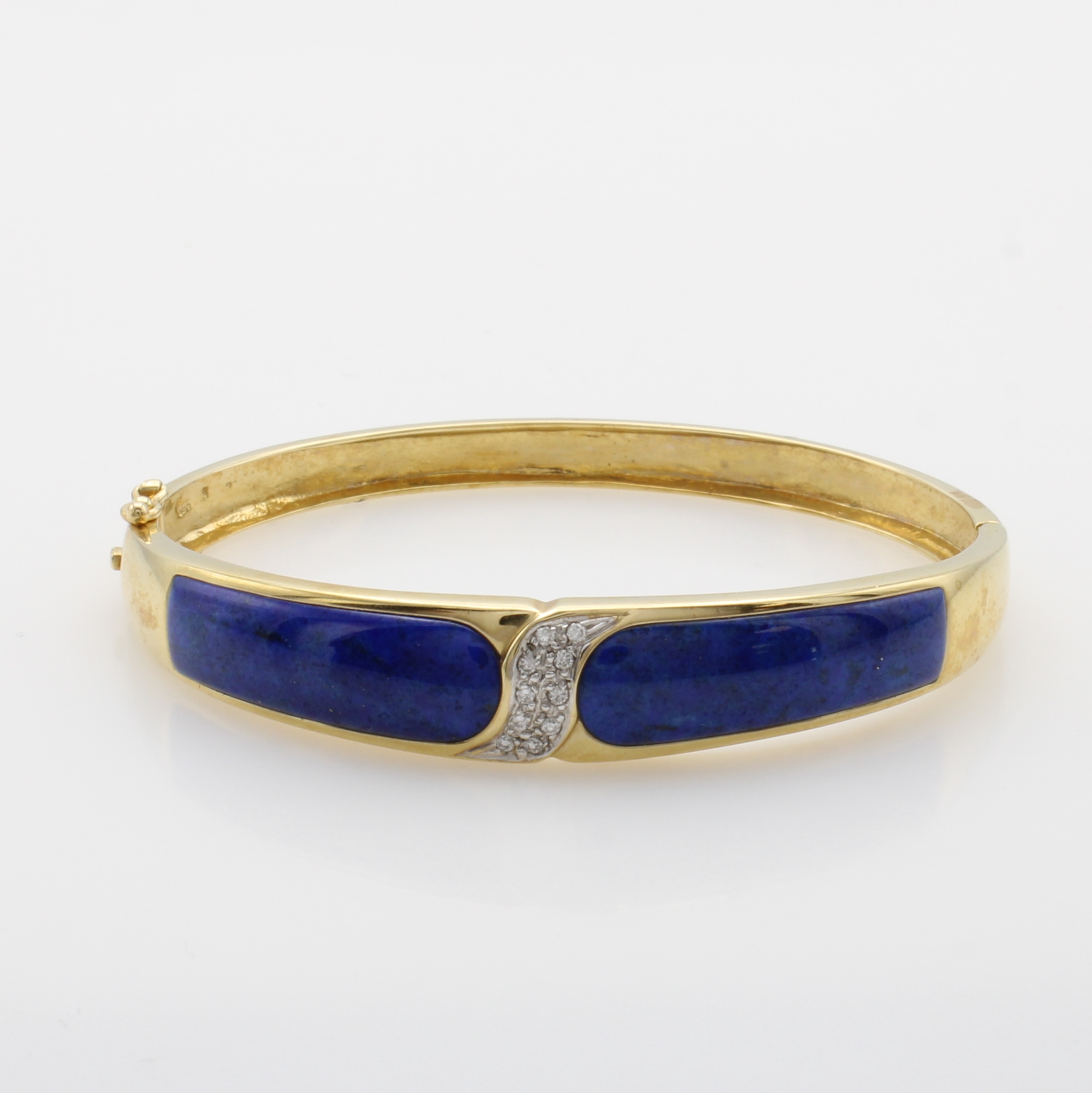 Image 27066682 - Armreif mit Lapislazuli und Brillanten, GG 585/000, Brill. mittig gef. zus. ca. 0.10 ct ...