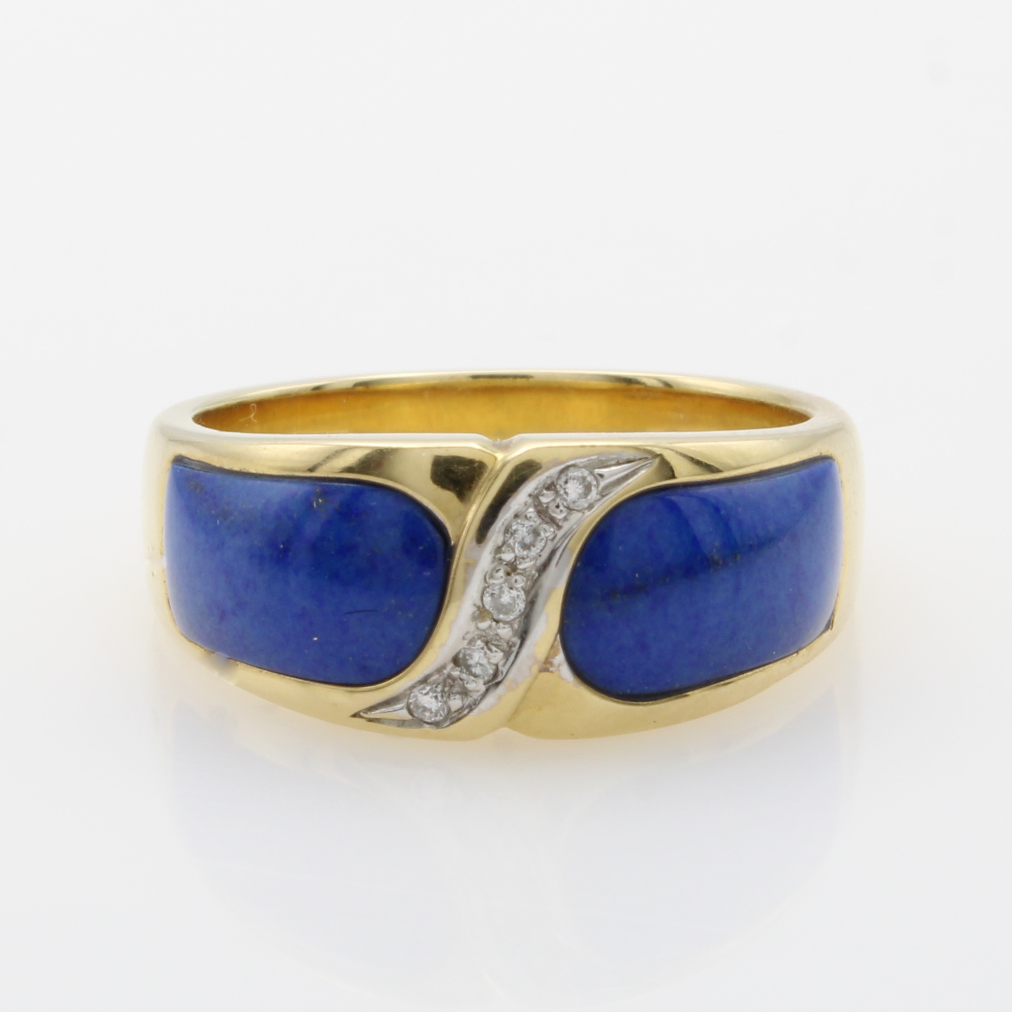 Image 27066683 - Ring mit Lapislazuli und Brillanten, GG 585/000, Brill. mittig gef. zus. ca. 0.05 ct ...