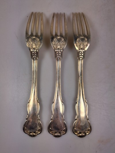 27066675b - 9-tlg. preußisches Besteckset, I. Wagner & Sohn, Berlin, um 1880, 800 Silber, je 3 ...