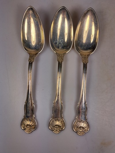 27066675e - 9-tlg. preußisches Besteckset, I. Wagner & Sohn, Berlin, um 1880, 800 Silber, je 3 ...