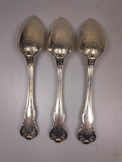 27066675f - 9-tlg. preußisches Besteckset, I. Wagner & Sohn, Berlin, um 1880, 800 Silber, je 3 ...