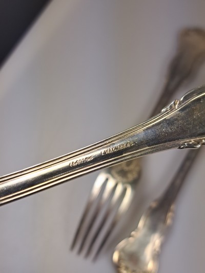 27066675i - 9-tlg. preußisches Besteckset, I. Wagner & Sohn, Berlin, um 1880, 800 Silber, je 3 ...