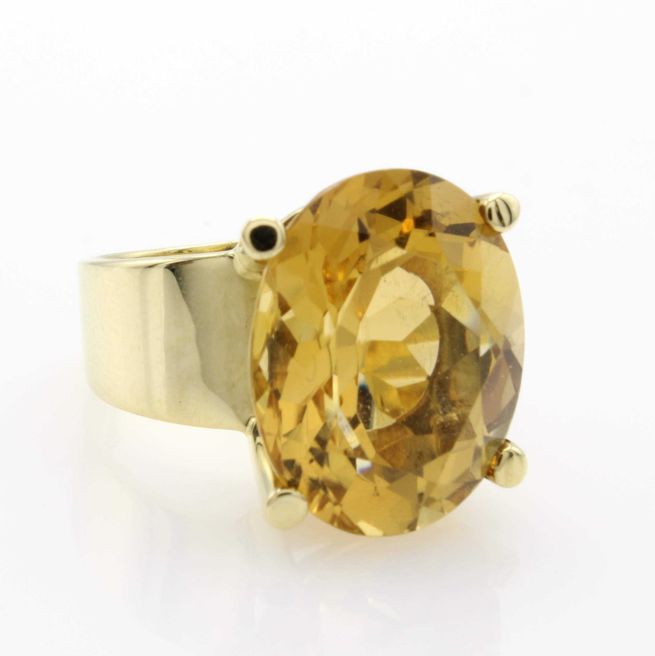 Image 27066712 - Ring mit Citrin, GG 585/000, ovaler Citrin in Krappenfassung ca. 14.6 ct, RW ca. 57 ...