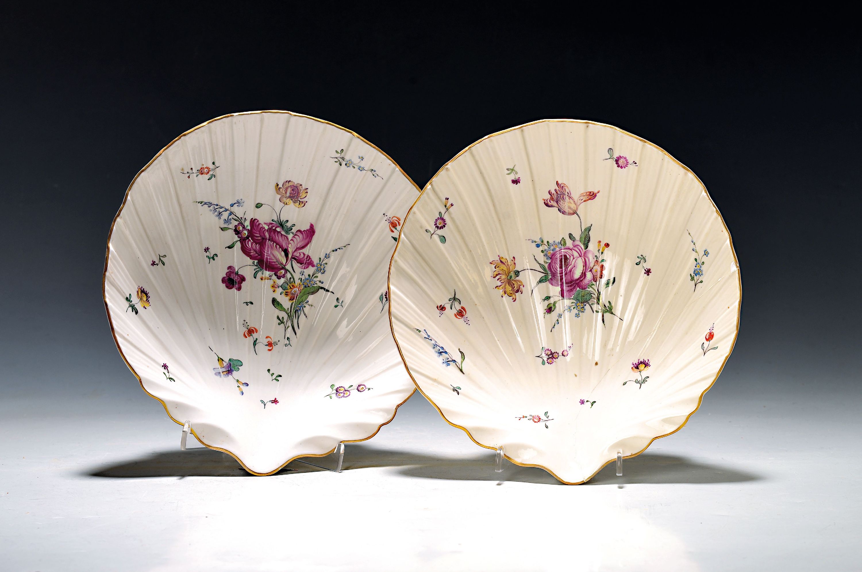 Image 27066740 - Paar Muschelschalen, Frankenthal, 1760/70er-Jahre, Porzellan, seltene Formstücke, ...