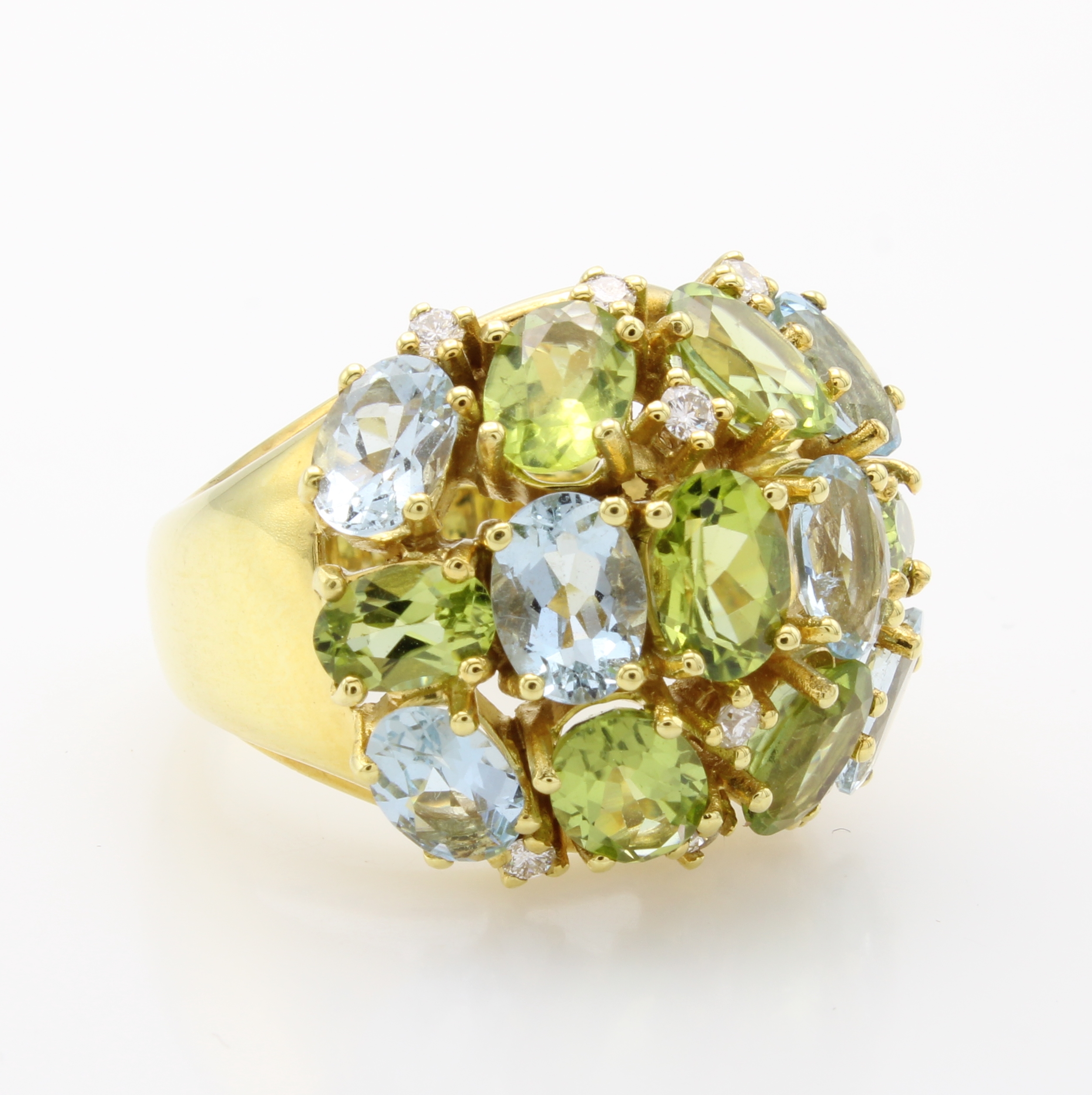 Image 27066768 - Ring mit Aquamarinen, Peridots und Brillanten, GG 585/000, ovale Farbsteine zus. ca. 8 ...