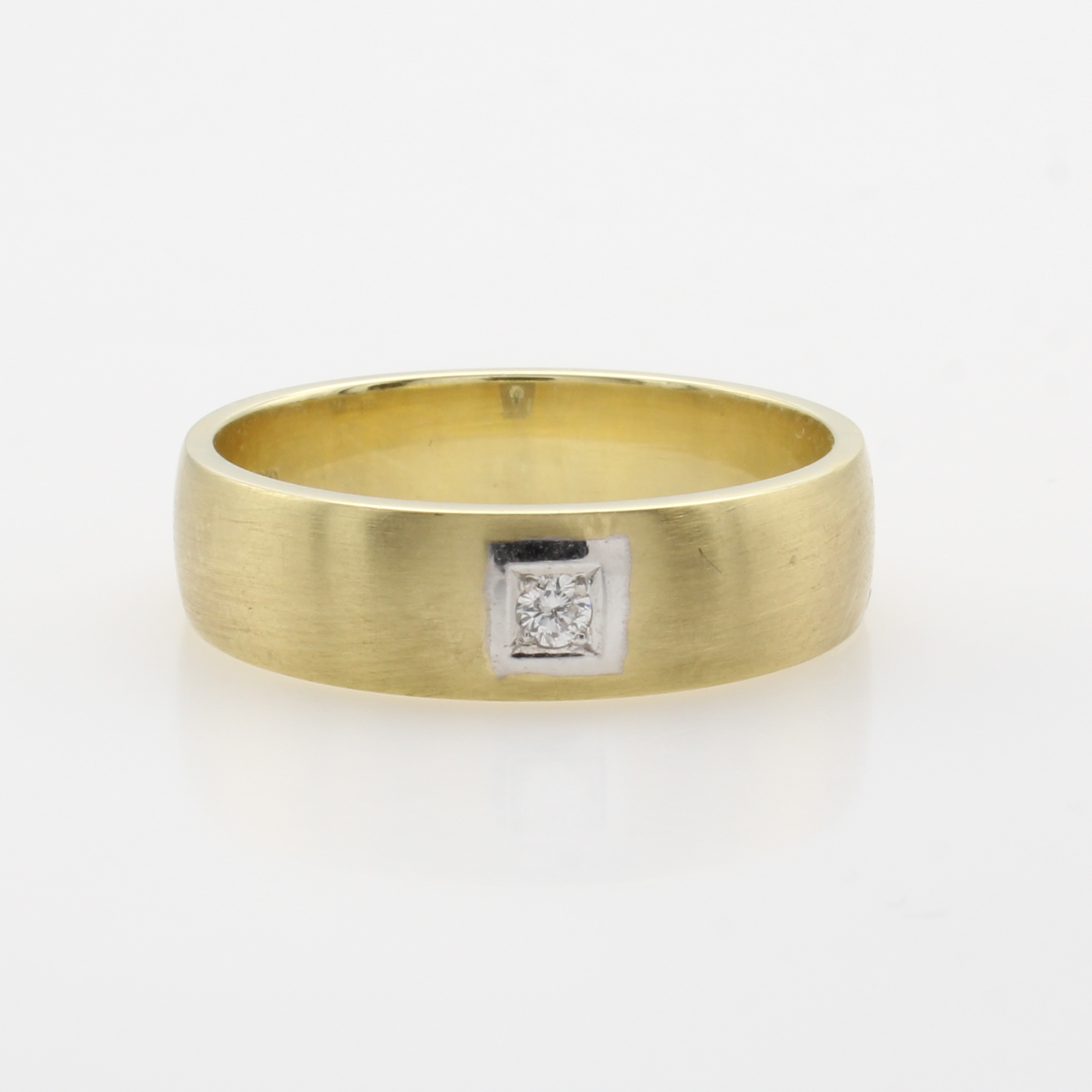 Image 27066770 - Herrenring mit Brillant, GG 585/000, z.T. matt., Brill. in rhod. Carrée gef. ca. 0.05 ...