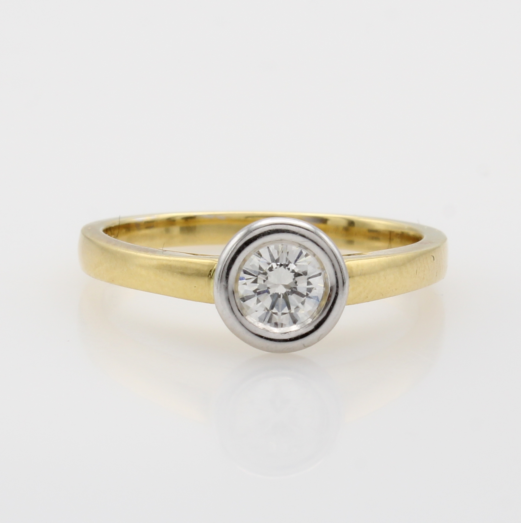 Image 27066798 - Ring mit Brillant, GG 585/000, Brill. in rhod. Zargenfassung ca. 0.30 ct Weiß/vs, RW ...