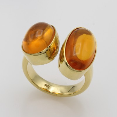 27066715a - Ring mit Feueropalen, GG 750/000, 2 Feuer- opale zus. ca. 8.7 ct, RW ca. 56 ...