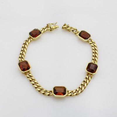 27066721a - Panzerarmband mit Citrinen, GG 585/000, achteckige Citrine zus. ca. 13 ct, Kastenschl. ...