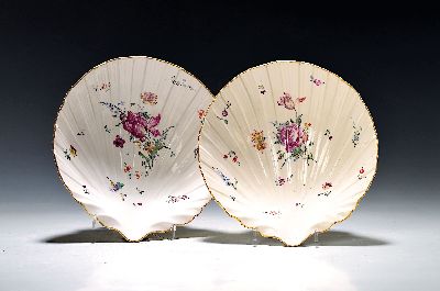 Image Paar Muschelschalen, Frankenthal, 1760/70er-Jahre, Porzellan, seltene Formstücke, ...