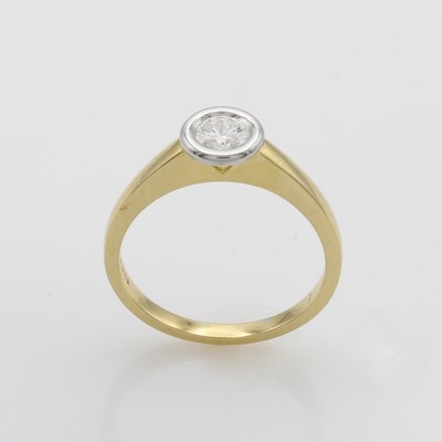 27066798a - Ring mit Brillant, GG 585/000, Brill. in rhod. Zargenfassung ca. 0.30 ct Weiß/vs, RW ...