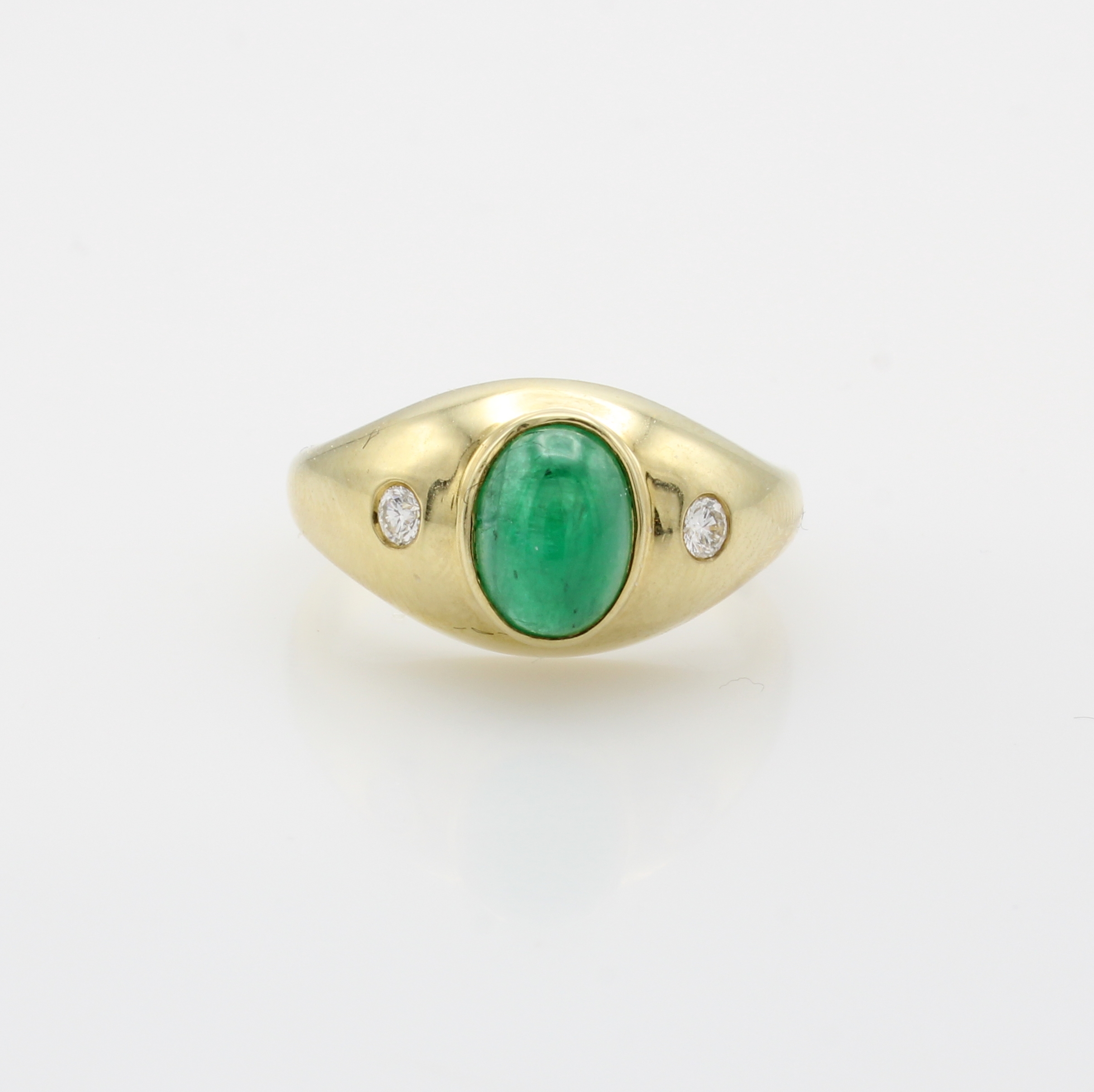 Image 27066802 - Ring mit Smaragd und Brillanten, GG 585/000,ovaler Smaragdcabochon, Brill. zus. ca. 0.10 ...