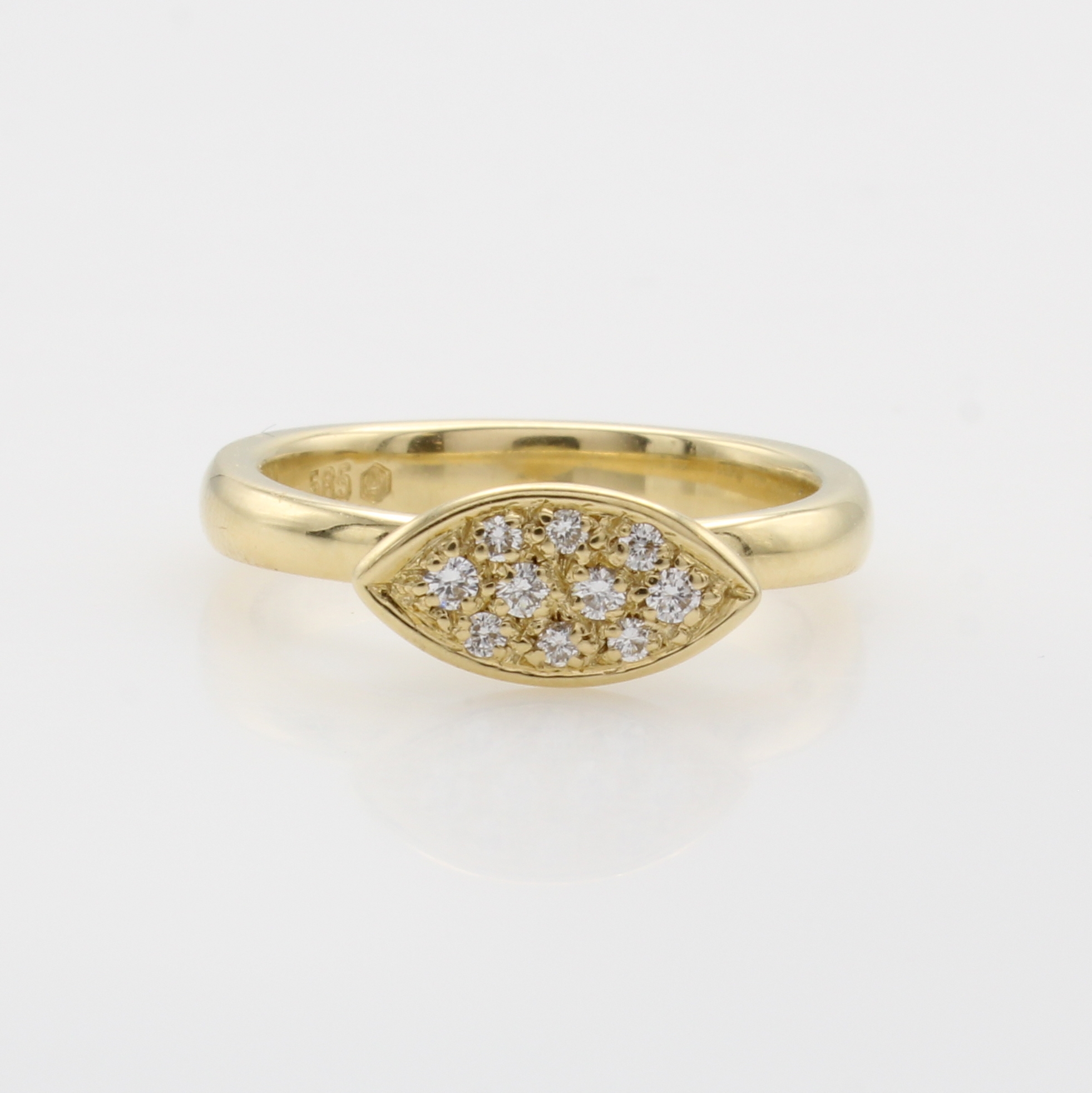 Image 27066923 - Ring mit Brillanten, GG 585/000, navettförm.Ringkopf bes. m. Brill. zus. ca. 0.13 ct ...