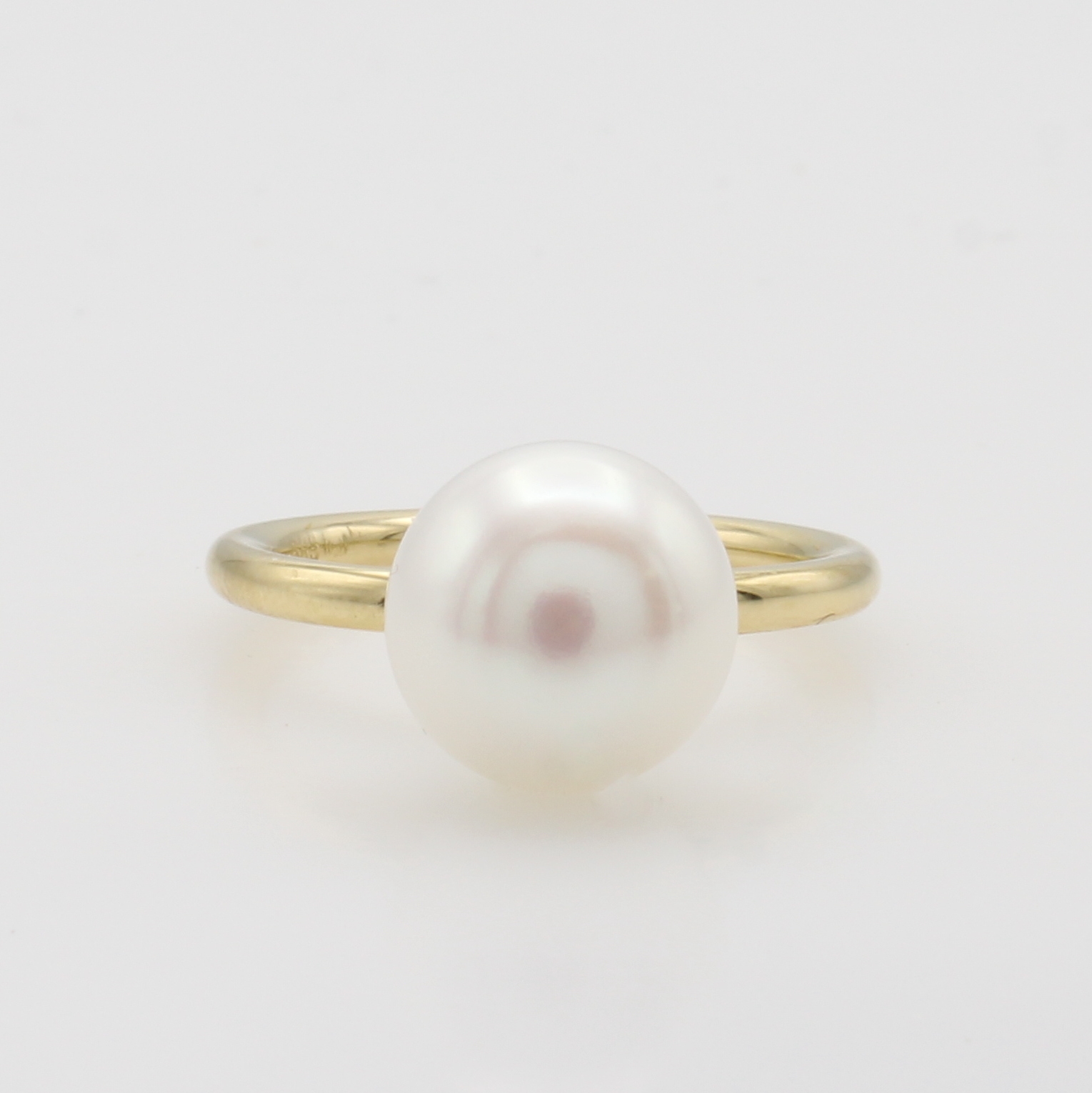 Image 27066925 - Ring mit Süßwasserzuchtperle, GG 585/000, bouttonf., weiße Perle ca. 10 mm, RW ca. 54 ...