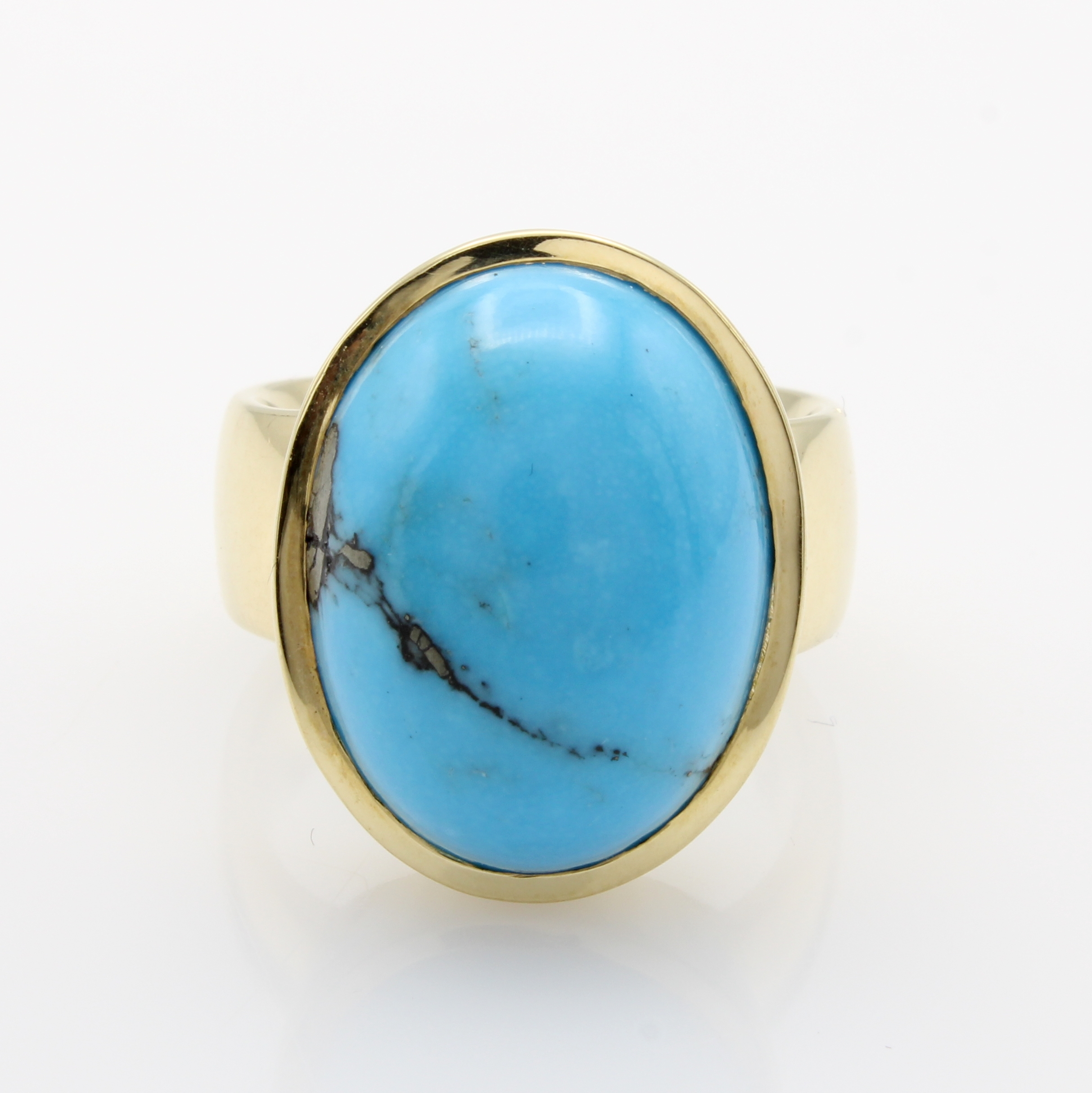 Image 27067216 - Ring mit Türkis, GG 585/000, ovaler Türkis ca. 16 ct, RW ca. 56 Schätzpreis: 4980, - ...