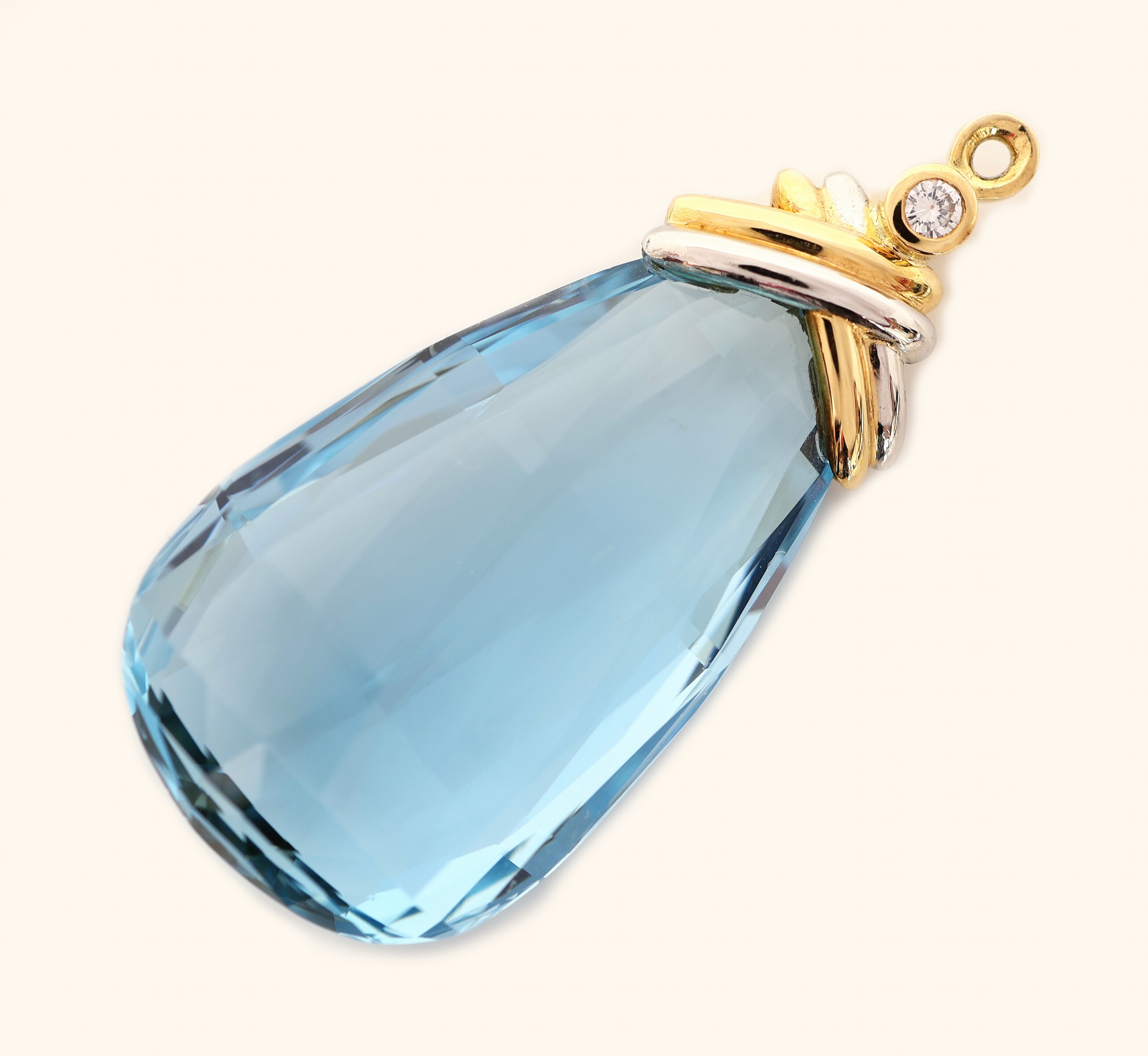 Detail f: 18 kt Gold Brillant-Aquamarin-Opal-Collier, GG/WG 750/000, Einzelanfertigung eines renommierten Idar-Obersteiner Goldschmieds, Strickcollier, bewegl. ...