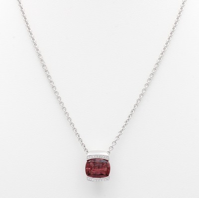 Image Anhänger mit Turmalin und Brillant an Kette, WG 750/000, Karabinerschl., rot-brauner ...
