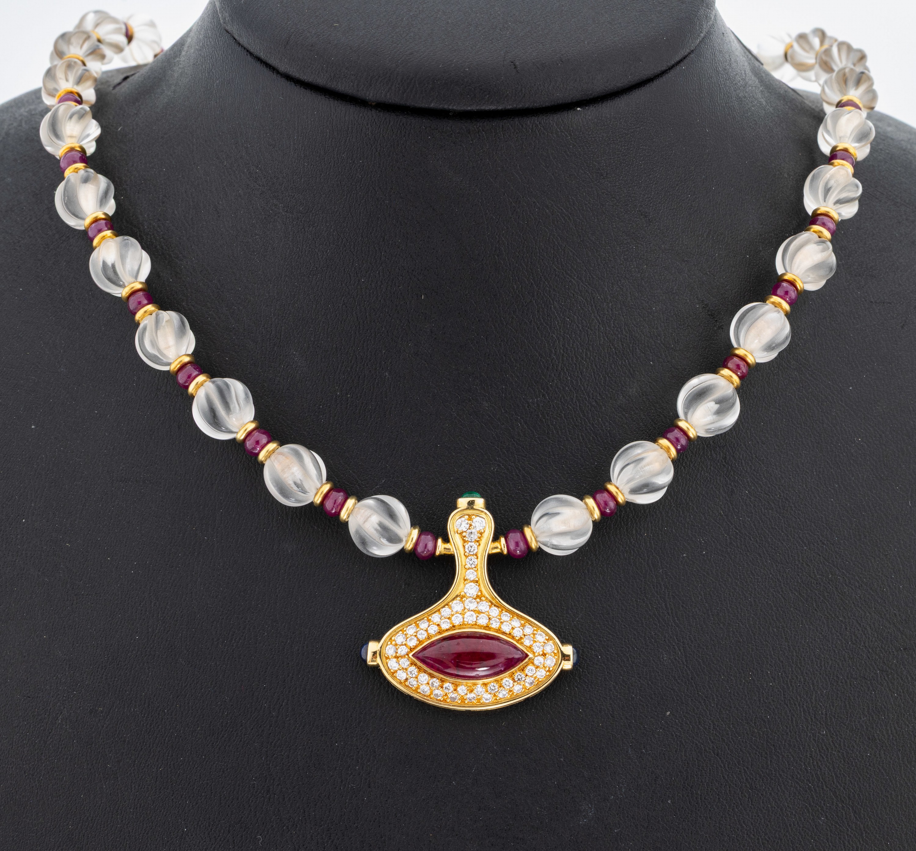Image 27067300 - 18 kt Gold Rubin-Brillant-Bergkristall -Collier, GG 750/000, Einzelanfertigung eines ...