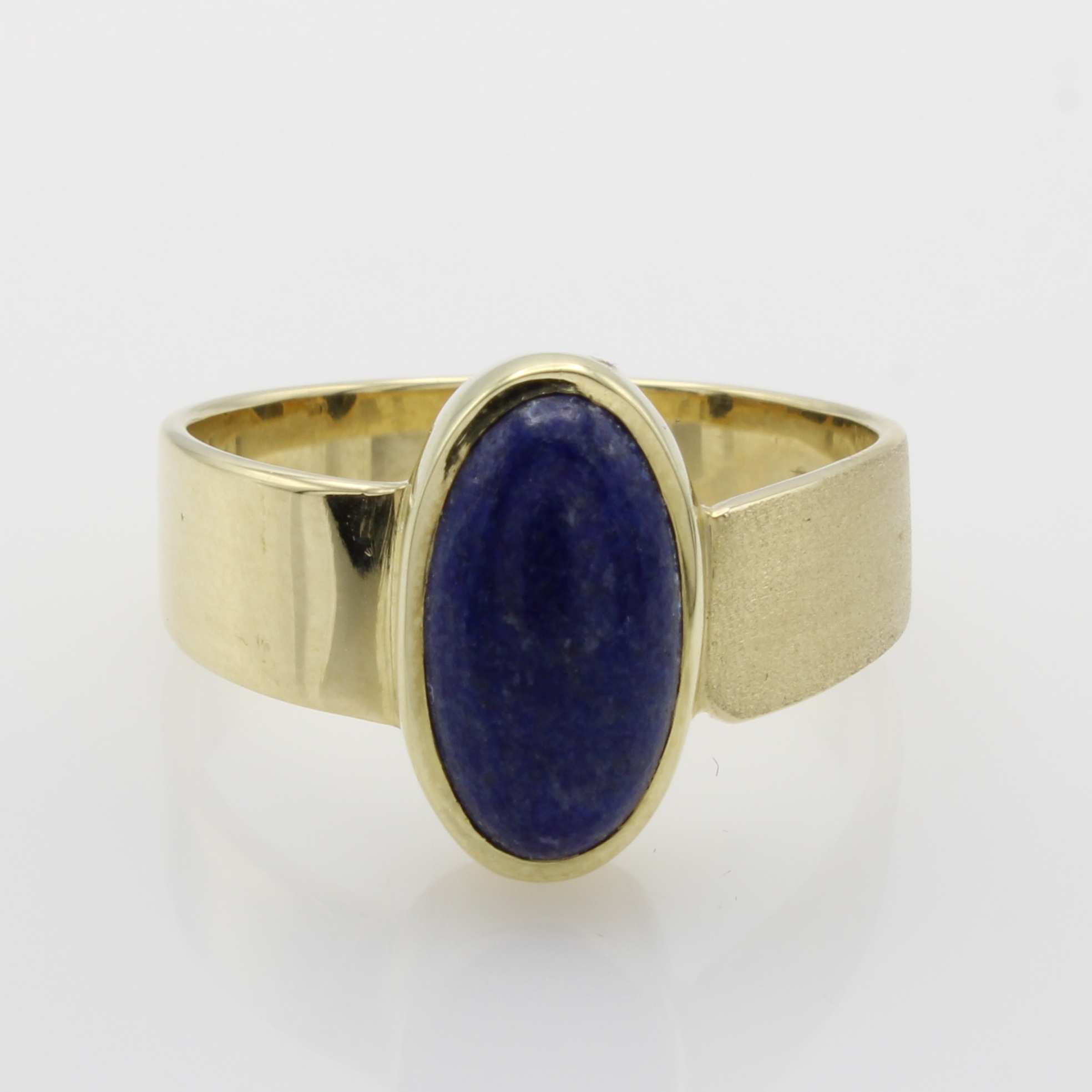 Image 27067314 - Ring mit Lapislazuli, GG 585/000, Schiene z.T. matt. u. asymmetrisch anges., ovaler ...