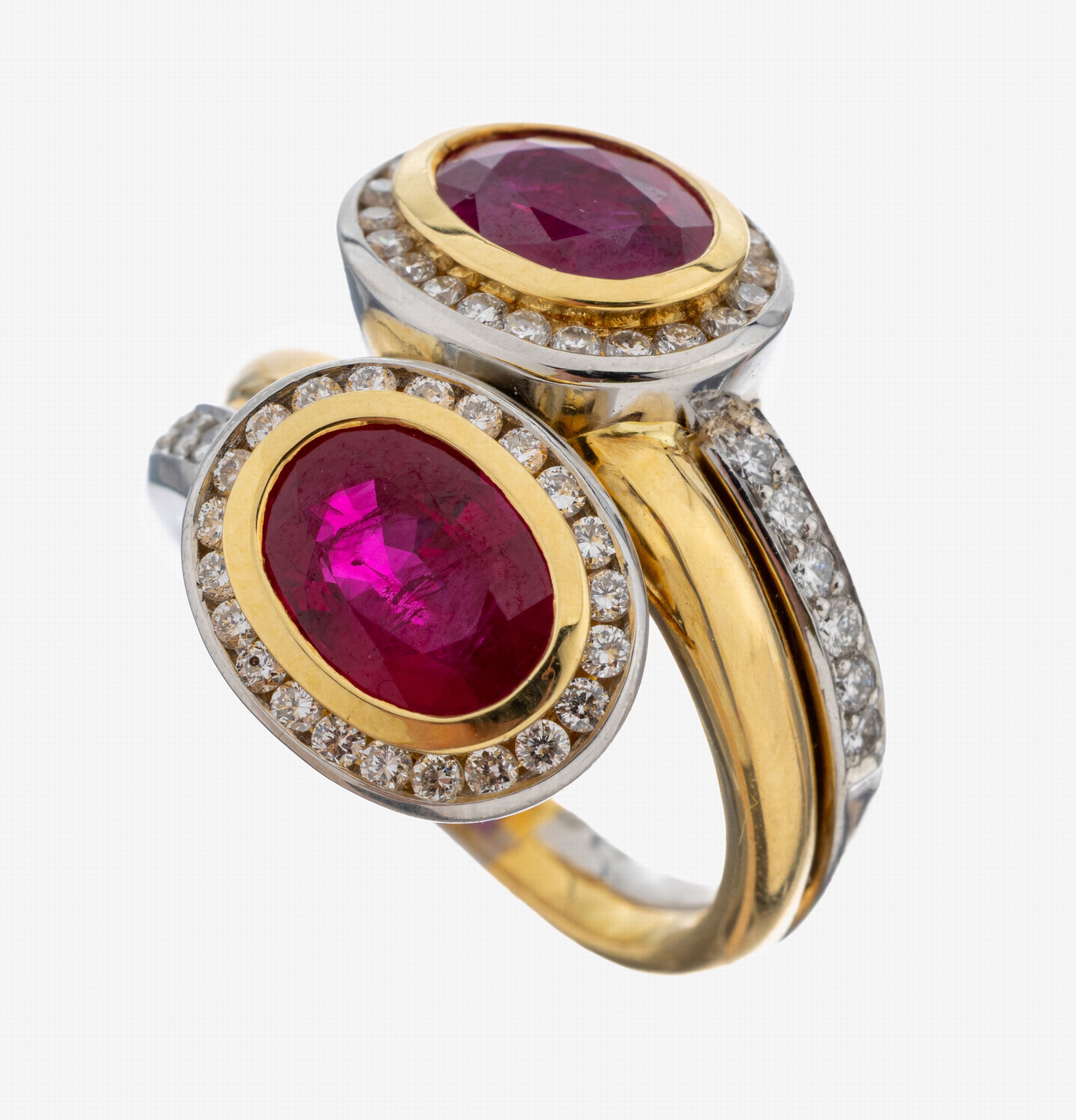 Image 27067320 - 18 kt Gold und Platin Rubin-Brillant-Ring, GG 750/000 und Pt., Einzelanfertigung eines ...