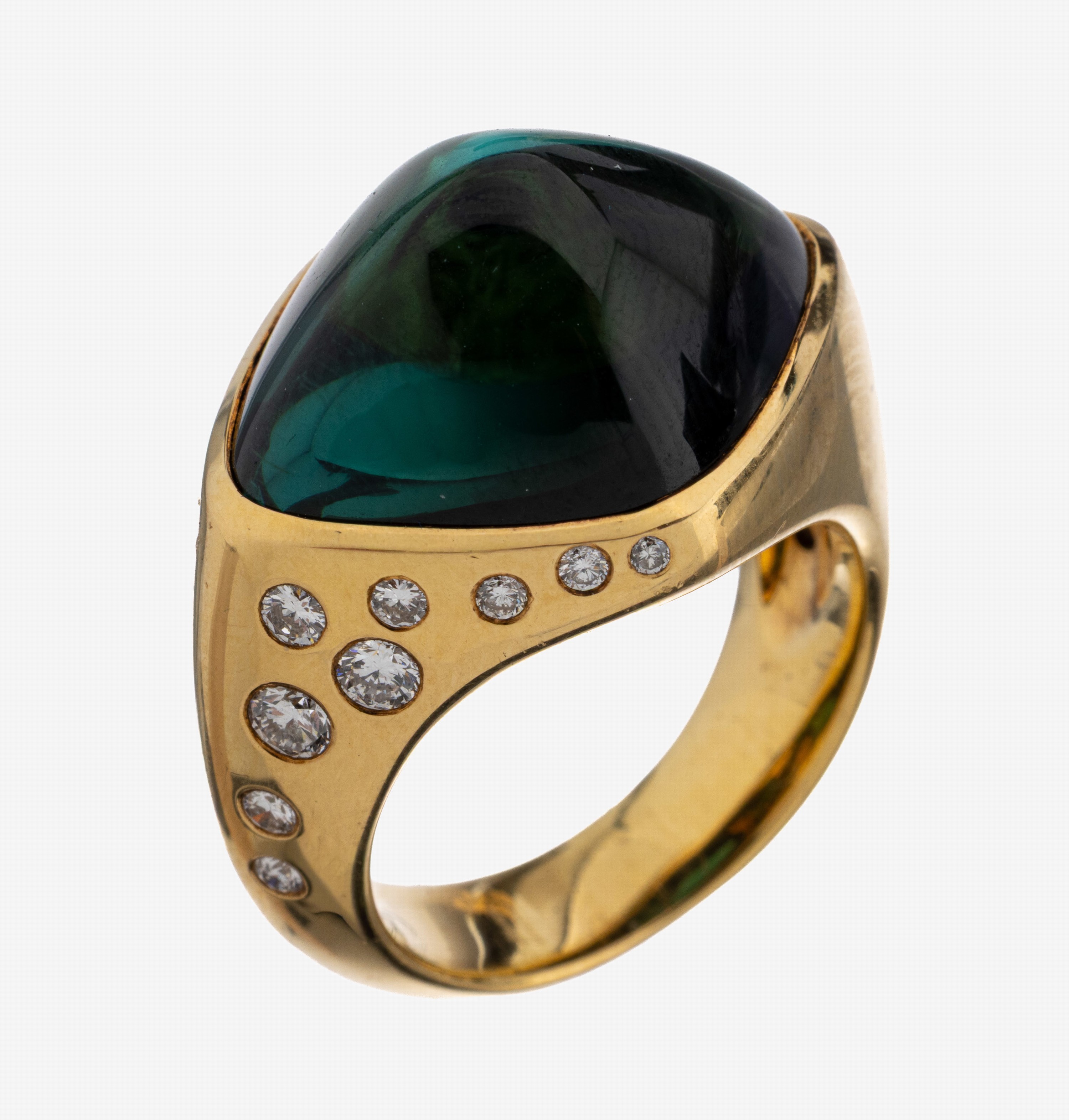 Image 27067321 - 18 kt Gold Turmalin-Brillant-Ring, GG 750/000, Einzelanfertigung eines renommierten ...