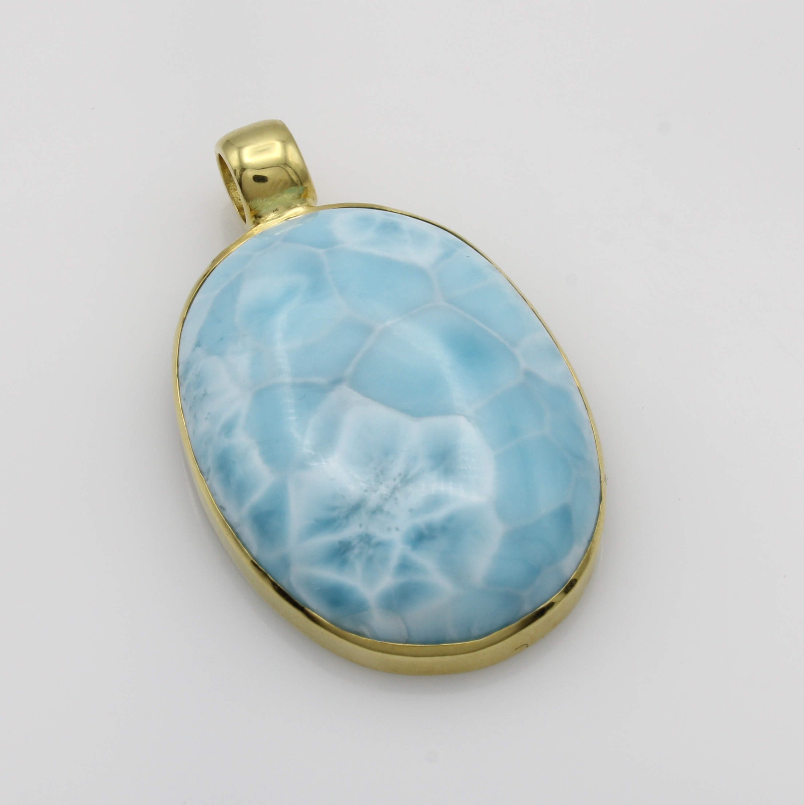 Image 27067326 - Anhänger mit Larimar, GG 585/000, ovaler Larimar ca. 45 ct, glatte Fassung ...