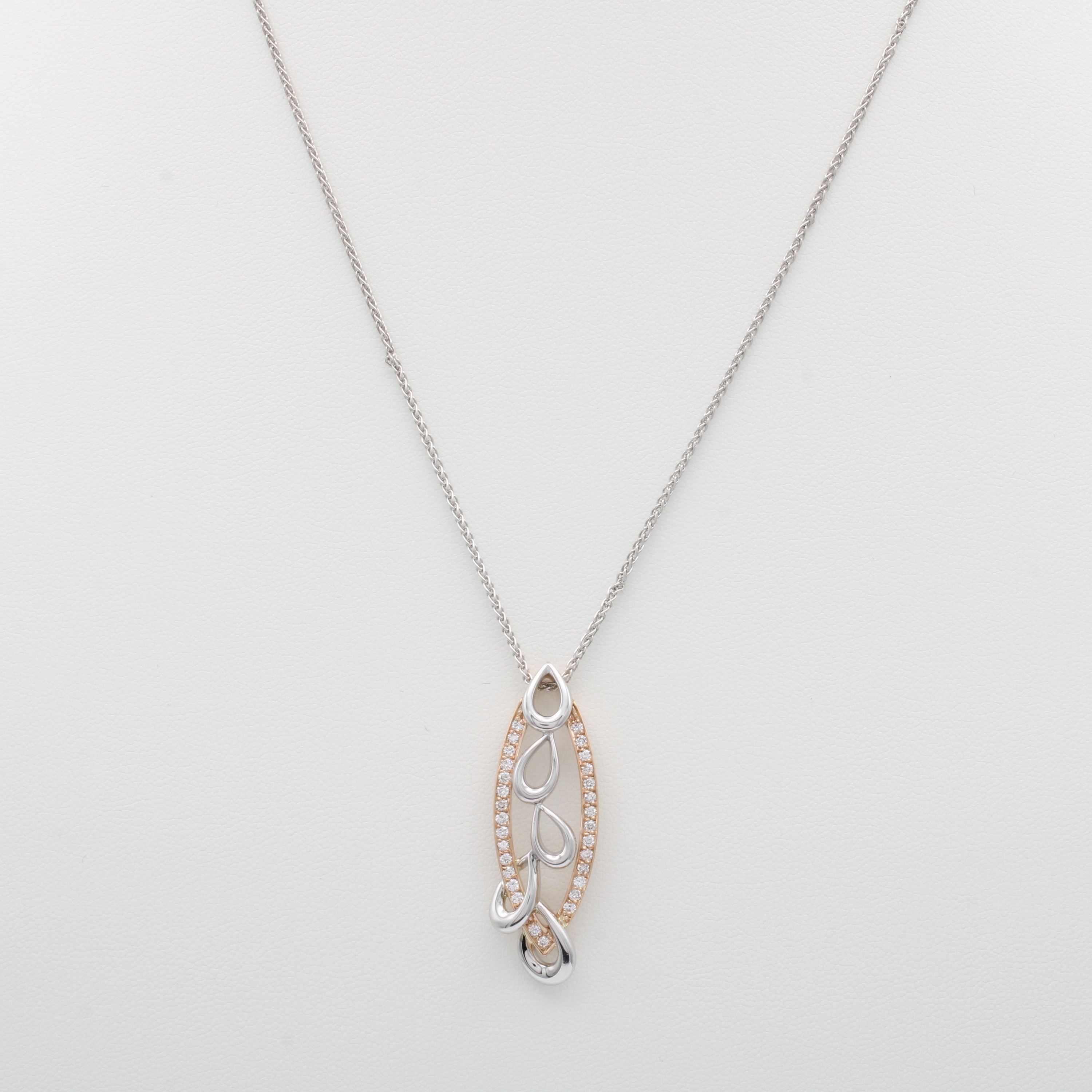 Image 27067388 - Anhänger mit Brillanten an Kette, WG/RG 585/000, Karabinerschl., navettförm. Anhänger ...