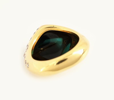 27067321d - 18 kt Gold Turmalin-Brillant-Ring, GG 750/000, Einzelanfertigung eines renommierten ...