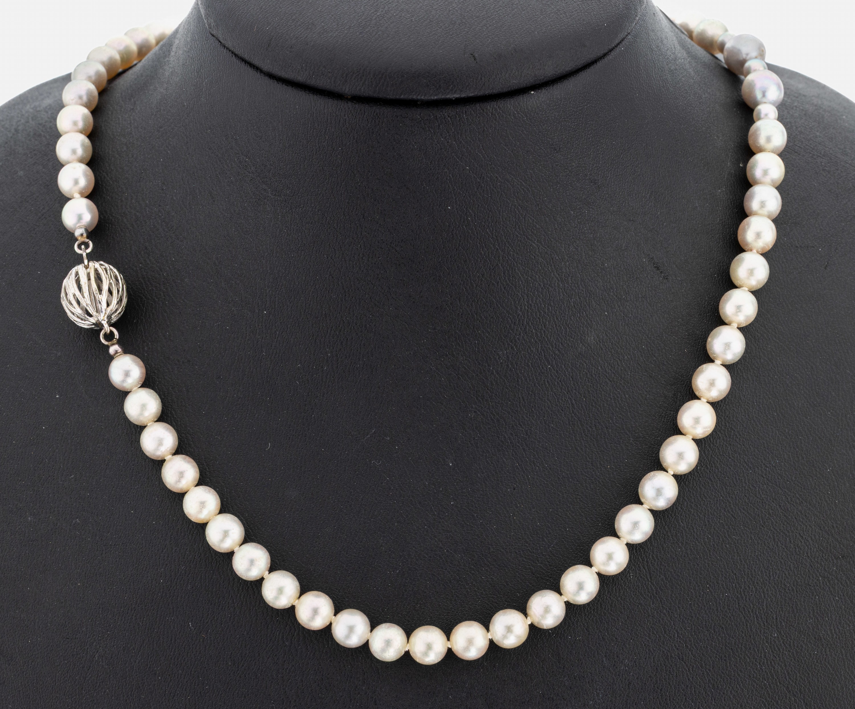 Image 27067553 - Perl-Collier mit 14 kt Gold Schließe, WG 585/000, silbergraue Zuchtperlen, D. ca. ...