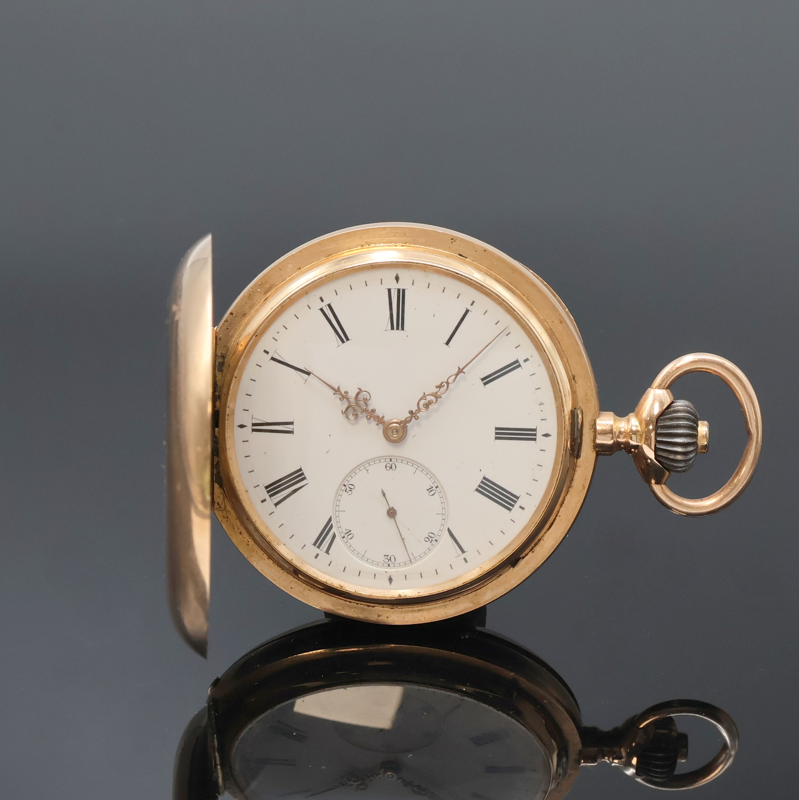 Image 27067990 - IWC Herrensavonette in RG 585/000 mit Kaliber 53, Schweiz um 1898, guill. 3-Deckel ...