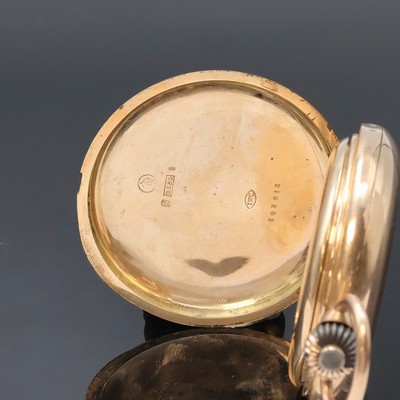 27067990d - IWC Herrensavonette in RG 585/000 mit Kaliber 53, Schweiz um 1898, guill. 3-Deckel ...