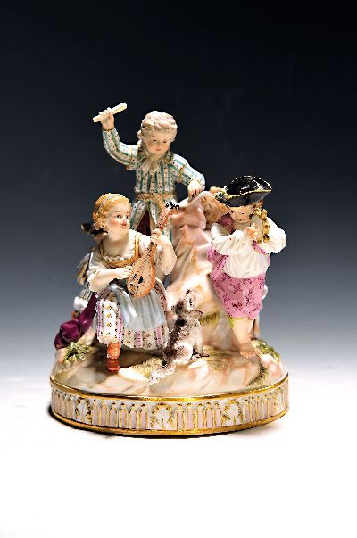 Image Porzellangruppe, Meissen, um 1850- 1924, Entwurf Michel Victor Acier, fünf musizierende ...