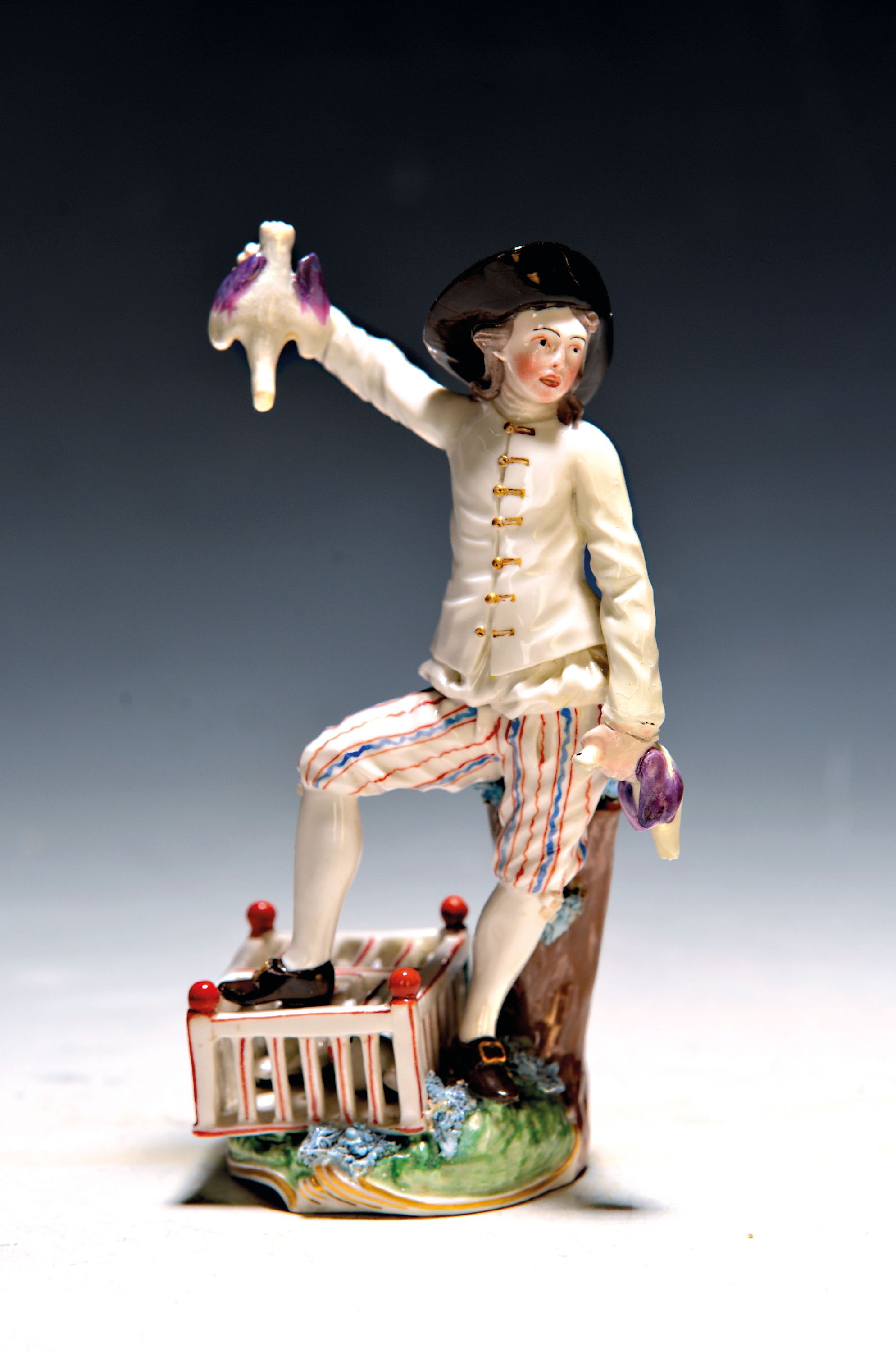 Image 27068083 - Porzellanfigur, Frankenthal, um 1770, Vogelverkäufer, stehender Mann mit Käfig und ...