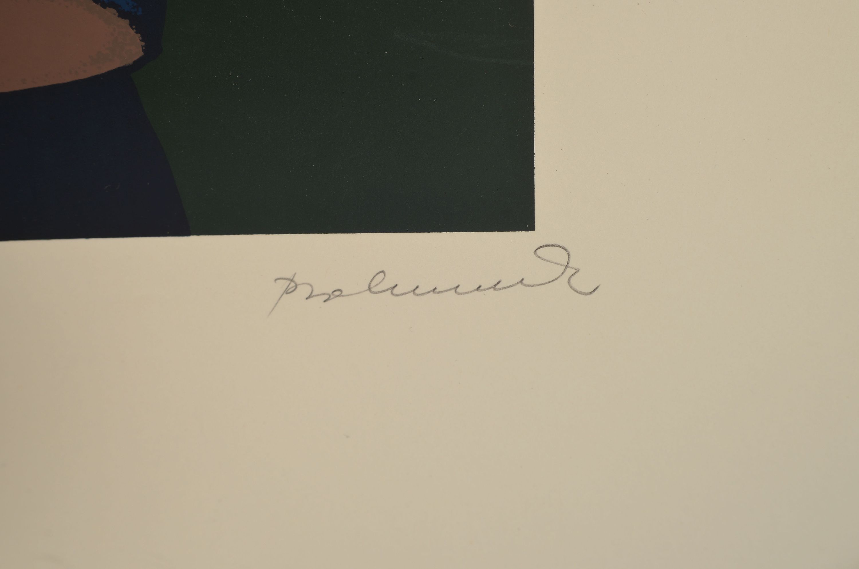 Detail l: Brank Bahunek, geb. 1935 Zagreb, kroatischer Künstler, Farblithographie, sitzende Frau inblauem Kleid, Ed. VII/XXX, handsigniert, leichte ...