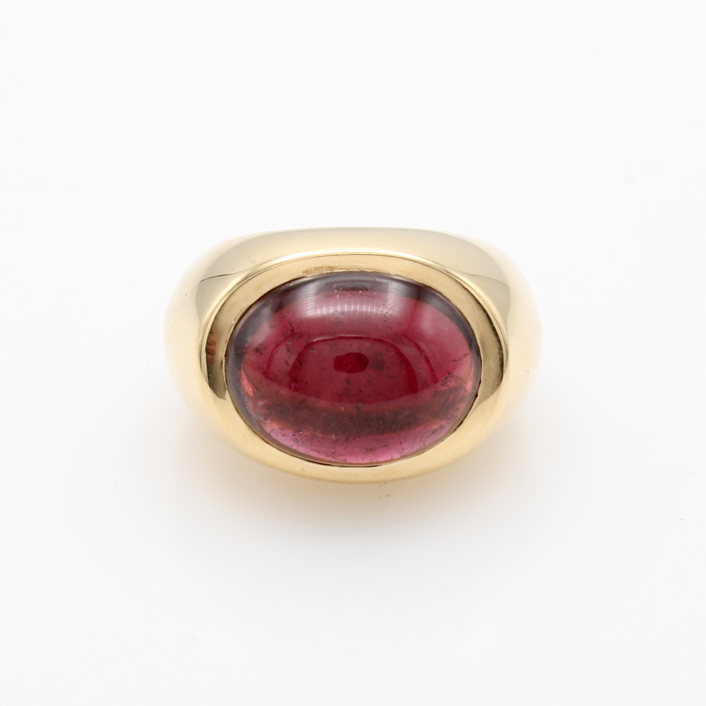 Image 27068128 - Ring mit Granat, GG 750/000, ovaler Granatcabochon in glatter Fassung, RW ca. 56 ...